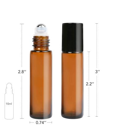 LotFancy 6pc 10ml Amber Glass Roller Bottles with Stainless Steel Roller Balls & Droppers - Buy Online on SooperMarket.com