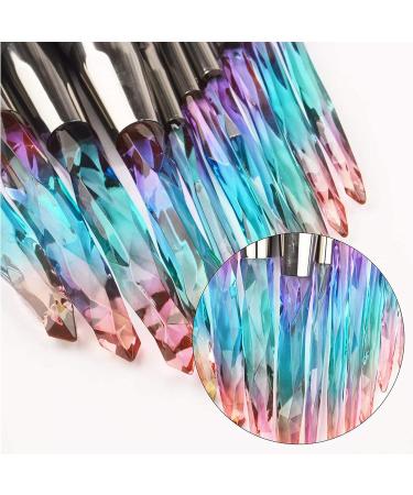 Crystal Handle Makeup Brushes Set - 10pcs Colorful Diamond Kabuki Brushes for Foundation, Concealer, and Eye Shadows - Blue - Buy Online on SooperMarket.com