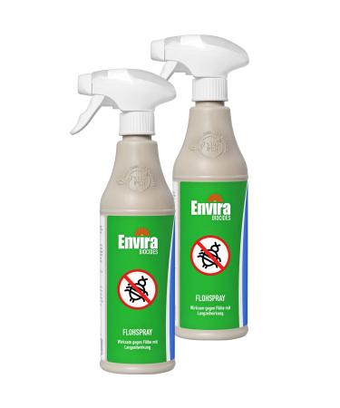 Envira Flea Spray - Anti flea remedy for the home 2 x 500 ml - Environmental spray remedy against fleas - Odourless & water-based