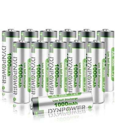 NiMH AA 1000mAh Rechargeable Batteries 1.2V Pre-Charged Double A for Outdoor Solar Lights Garden Light String Lights (Pack of 12) 12 Count (Pack of 1)