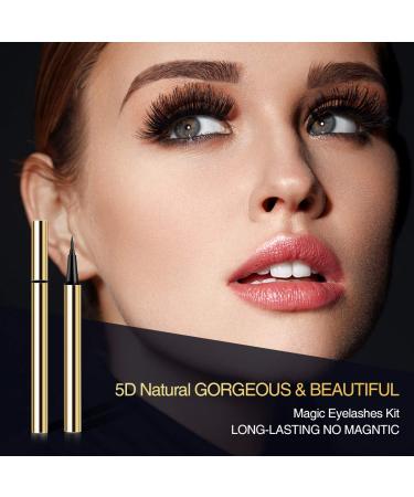 Magic Magnetic Eyelashes and Eyeliner Kit - 3D 5D Natural Look False Lashes - No Glue Needed - 7 Pairs Eyelashes + Eyeliner Pen (Blue) - Buy Online on SooperMarket.com