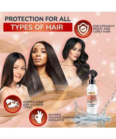 Moroccan Argan Oil Heat Protectant Spray with Keratin - Deep Conditioner for Dry Damaged Hair - Styling and Treatment Protection - Pure Nature Lux Spa - Buy Online on SooperMarket.com