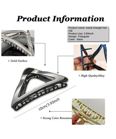 Elegant Gunmetal Triangle Metal Hair Clip for Women and Girls - Strong Hold for Daily Wear and Party - Fashionable and Versatile (Gunmetal) - Buy Online on SooperMarket.com