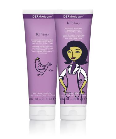 DERMAdoctor KP Bump Eraser Body Scrub and Lotion Kit Dermatologist Formulated Exfoliant | Keratosis Pilaris Treatment For Dry And Bumby Skin 10% AHAs + PHAs Scrub 8oz + Lotion 8oz