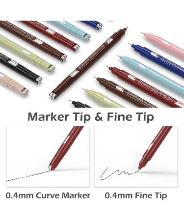 AECHY Colored Curve Dual Tip Pens - 6 Shapes, 8 Colors - Planner Journaling Drawing School Supplies - Curve + Fine Tips (8 pcs) - Buy Online on SooperMarket.com