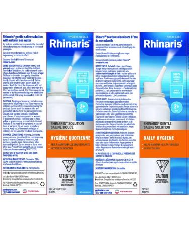 Rhinaris Rhinaris Daily Hygiene - Isotonic Gentle Saline Solution 100ml - Natural Source Seawater Preservative Free Nasal Spray for Men Women & Kids - Relieves Dryness - Maintains Healthy Sinuses Gentle Formula - Buy Online on SooperMarket.com