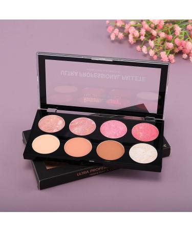 DELISOUL 8 Colors Blush Palette - Contour, Highlighter & Peach Pink Face Blush | Professional Shimmer Foundation Powder - Buy Online on SooperMarket.com