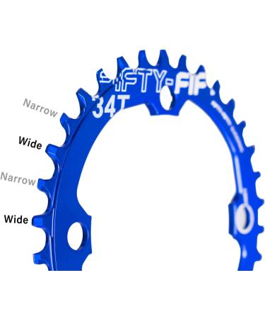 FIFTY-FIFTY Round 104BCD Chainring - Blue 30T - Single Narrow Wide Mountain Bike Chainring for 9/10/11-Speed with 4 Alloy Bolts - Buy Online on SooperMarket.com