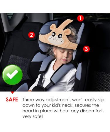 Baby Car Seat Head Support - Safe Headrest Band for Sleep Positioner | Toddler Neck Protection Belt - Brown - Buy Online on SooperMarket.com