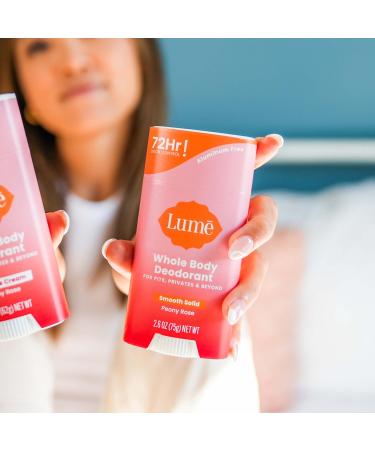 Lume Whole Body Deodorant - Smooth Solid Stick - 72 Hour Odor Control - Aluminum Free Baking Soda Free and Skin Loving - 2.6 Ounce (Pack of 3) (Peony Rose) Peony Rose 2.6 Ounce (Pack of 3) - Buy Online on SooperMarket.com