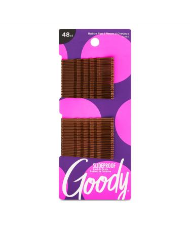 Goody Slideproof Womens Bobby Pin - 48 Count, Crimpled Brown - 2 Inch Pins Help Keep Hairs In Place - Hair Accessories to Style With Ease and Keep Your Hair Secured - For All Hair Types - Pain Free Brown 48 Ct 2 Inch (Pack of 1)