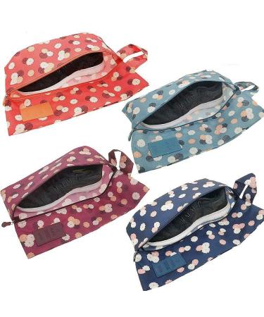 M-jump 4 Pack Travel Essentials Shoe Bags for Travel Pack, 4 Colors Fashion Shoe Bags for Men & Women Shoe Storage Organizer with Zipper Closure, Travel Accessories Vacation,Luggage Organizer Portable Shoe Pouch with Handle