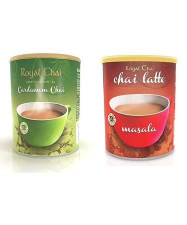 Royal Chai Elaichi Sweetened 400g and Masala Sweetened 400g Premium Instant Tea Natural Instant Cardamom and Masala Indian Tea