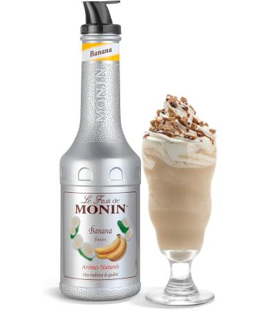 MONIN Banana Fruit Mix Puree 1L - Vegan-Friendly Allergen-Free 100% Natural Flavours - For Cocktails and Frappes - Buy Online on SooperMarket.com