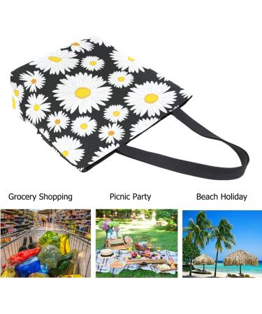 Chic Daisy Flowers Extra Large Canvas Tote Bag for Gym, Beach & Travel - Buy Online on SooperMarket.com