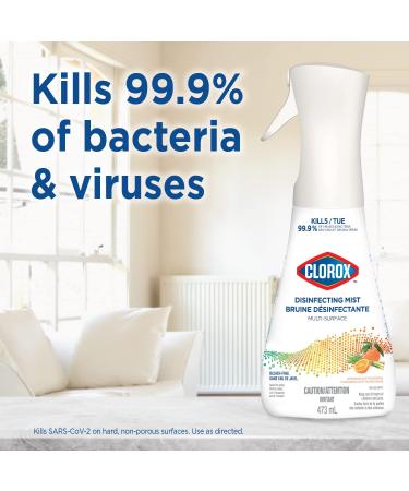 Clorox Disinfecting Mist Refill Multi-Surface Disinfectant Kills 99.9% of Bacteria and Viruses Bleach-Free Lemongrass Mandarin 473ml White - Buy Online on SooperMarket.com