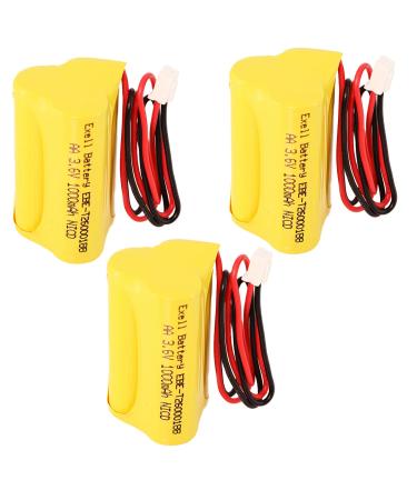 (3-Pack) Exell 3.6V 1000mAh NiCD Emergency Light Battery Replaces Max Power B2-0031 MH468886 JYH 100715 Teig T26000188 Lowes 253799 OSA230 Unitech 6200RP LEDR-1 AA900MAH Exitronix 10010037