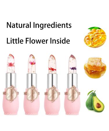 Paminify 2Pcs Jelly Clear Crystal Flower Magic Lipstick Color Changing Tinted Lip Balm - Nourishing Moisturizing Lip Stick with Flower Inside | PH Temperature Color Change Labial Magicos 01+02 - Buy Online on SooperMarket.com