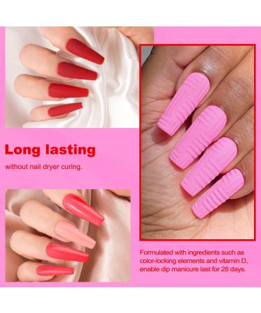 Lavender Violets 12 Pcs Dip Powder Nail Kit 6 Colours Nude Pink Shimmer Salmon Bright Red Dipping Powder Liquid Set with Base & Top Coat Activator Starter French Nail Art Manicure M208 - Buy Online on SooperMarket.com