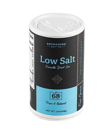 Aromasong Low Sodium Sea Salt 13 OZ. Salt Shaker 100% Natural Fine Grain Dead Sea Potassium Chloride with Dead Sea Salt.