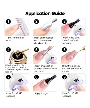 RARJSM Metallic Gel Liner Nail Art Set - Silver Bronze & Gold - 3D Mirror Chrome Effect - 8ml Gel Polish with Thin Brush for Home Salon - Curing Required - Buy Online on SooperMarket.com