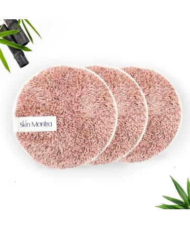 Bamboo Charcoal Makeup Removal Pads - Eco-Friendly Reusable Cleansing Pads - Soft Natural Fiber for All Skin Types - 3 Pack (Pink - Buy Online on SooperMarket.com