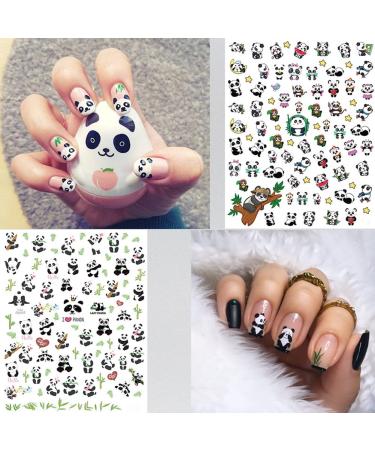 Panda Nail Stickers Decal - 5 Sheets 3D Self-Adhesive Cute Cartoon Nail Art Supplies for Women, Kids & Girls - Designer Manicure DIY Decorations - Buy Online on SooperMarket.com
