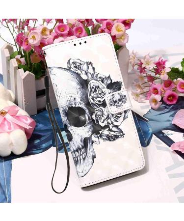 Samsung Galaxy A13 4G Wallet Case - Glossy 3D Pattern PU Leather Cover with Card Slots - Stylish Skull Design - Buy Online on SooperMarket.com