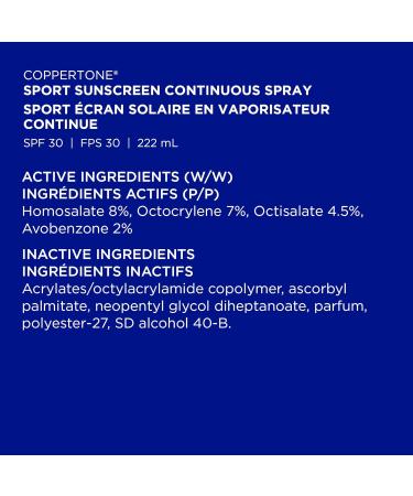Coppertone Sport Sunscreen Spray SPF 30 (222 mL) Lightweight Body and Face Sunscreen Water Resistant Sun Protection Packaging may vary - Buy Online on SooperMarket.com