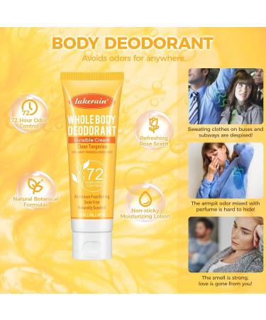 Whole Body Deodorant for Women Luxsea Aluminum Free Deodorant Lotion for Men Armpit Deodorant Cream for 72 Hour Odor Control Clean Tangerine Deodorant Antiperspirant Clear Gel Baking Soda Free - Buy Online on SooperMarket.com