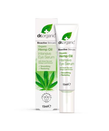 Dr Organic Hemp Oil Eye Serum Restoring Fine Lines Mens Womens Natural Vegan Cruelty-Free Paraben & SLS-Free Organic 15ml