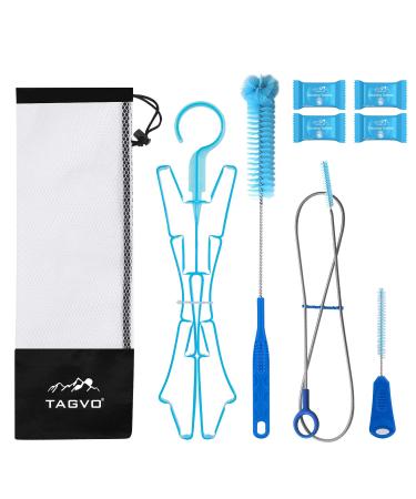 TAGVO Hydration Bladder Tube Brush Cleaning Kit, 6 in 1 Water Bladders Cleaning Set - Long Brush, Small Brush, Big Brush, Collapsible Hanger, 12 x Cleaning Tabs, Carrying Pouch