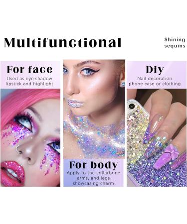 NewBang Roll-on Holographic Body Glitter Gel - Chameleon Color Changing Glitter for Face, Hair & Body - Chunky Mermaid Sequins - Sparkling Pink - Perfect for Festivals & Parties - Buy Online on SooperMarket.com