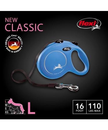 Flexi Classic Retractable Dog Leash - 16 ft Size L Blue | Durable & Comfortable for Pet Walks | International Shipping - Buy Online on SooperMarket.com