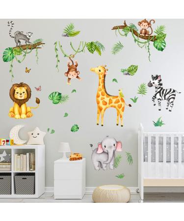 Olyee Jungle Animal Wall Stickers | Removable Nursery Decor for Kids Bedrooms | Farm Animals for Baby Toddler Room | Boy Girls Wall Decals - Buy Online on SooperMarket.com