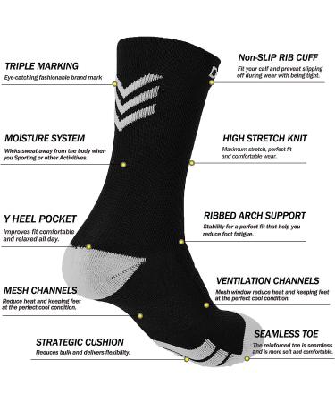 Dovava Dri-Tech Compression Crew Socks - 4 Pairs - Anti-Blister, Comfort Fit - Large-X-Large - Black - Buy Online on SooperMarket.com