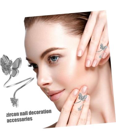 PLAFOPE Nail Butterfly Ornaments Women s Jewelry Vintage Rings for Women Red Rose Hair Accessories Finger Tip Ring Nail Diamonds Rhinestones Opening Rings Nail Jewelry Copper Inlaid Zircon Silver 3.50X1.50X1.50CM - Buy Online on SooperMarket.com