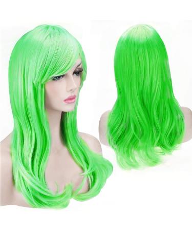 Green Wig 20 Long Wavy Hair for Costume Party Cosplay Fancy Dress Fancy Dress Wig Fancy Dress Parties Fancy Dress Accessories Stag Do Hen Do By TRIXES Neon Green