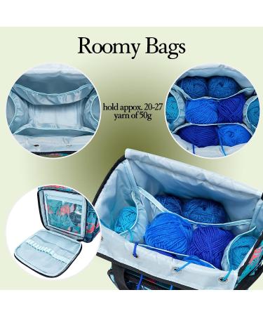 VICARKO Yarn Storage Tote Knitting Bag with Dividers, Pockets, Grommet Holes, Project Storage - Hawaii Blue Small - Buy Online on SooperMarket.com