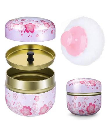 SIBBA powder suitcase with powder squad for body powder empty container dust powder box baby after bath puff kit makeup powder donor (pink)