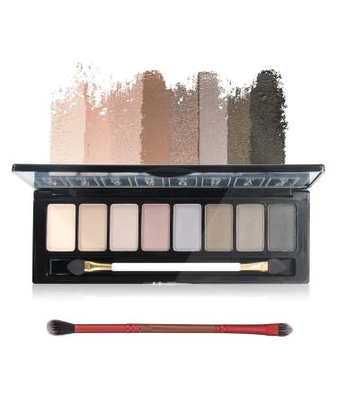 HOSAILY 8 Colors Matte Eyeshadow Palette Highly Pigmented Ultra-Blendable Long-Lasting Professional Nudes Neutral Smoky Eye Shadow Natural Pallet Kit with Double-Ended Makeup Brush 0.50 Ounce (Pack of 2)