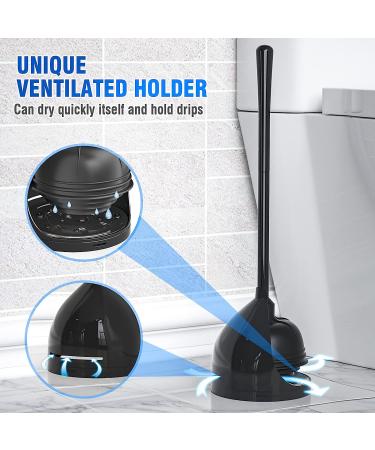 Uptronic All-Angle Toilet Plunger with Holder - Heavy Duty Black Plunger for Bathroom - Buy Online on SooperMarket.com