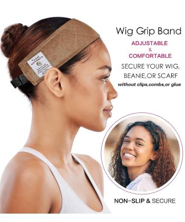 Wig Grip Bands - Yuest Velvet Headband for No-Slip Wig Security (Brown, 2 pcs) + 4 Wig Caps - Buy Online on SooperMarket.com