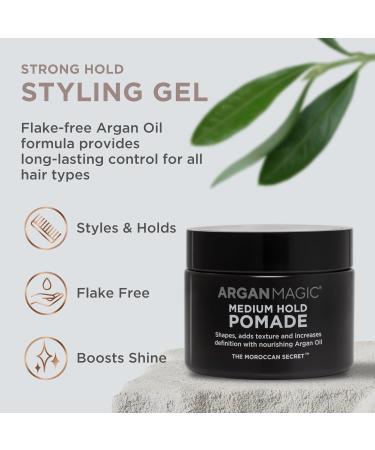 Argan Magic Medium Hold Pomade | Argan Oil Hair Styling Texture & Definition | Paraben Free Cruelty Free Made in USA (8 Oz - Buy Online on SooperMarket.com