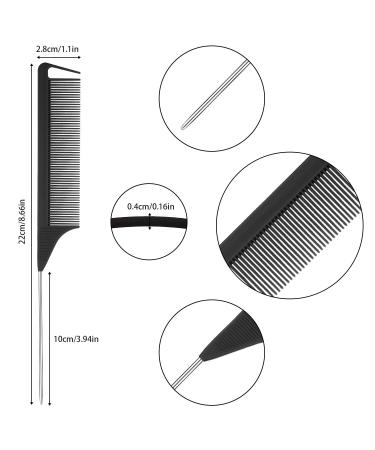 Carbon Steel Rat Tail Comb Set with Teasing Combs and 3 Styling Clips - Heat Resistant Barber Comb for Braiding and Styling Hair (Black) - Buy Online on SooperMarket.com