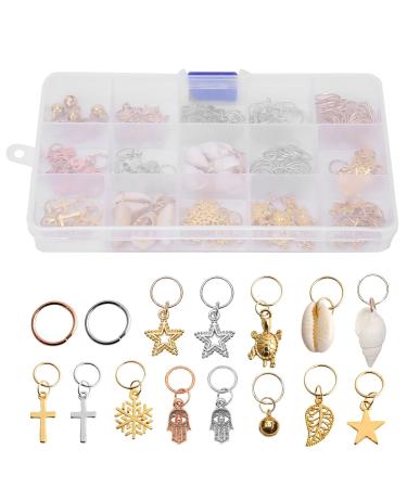 15 Types DIY Hair Braids Dreads Rings Hair Braiding Dreadlocks Hair Rings Decoration Accessories for Braids Extensions Buns (125 PCS)