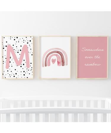 Pompom Prints Set of 3 Girls Bedroom Prints Rainbow Nursery Prints Scandi Boho Style Nursery Decor Playroom Prints Picture Frames not Included (5x7 Inch M) 5x7 Inch M