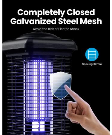 Gaiatop 4000V Bug Zapper Outdoor | Waterproof Electric Mosquito Killer for Home Backyard Patio - Black - Buy Online on SooperMarket.com