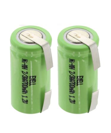 2x Exell 2/3AA NiMH 700mAh 1.2V Flat top Rechargeable Battery with Tabs For capacitors shearing devices miner lamps helmet lights