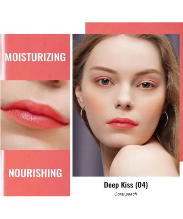 Oulac Coral Peach Moisturising Lipstick: Hydrating Lip Balm for Dry Lips - Juicy Glossy Finish, Vegan & Cruelty-Free (04) - Buy Online on SooperMarket.com